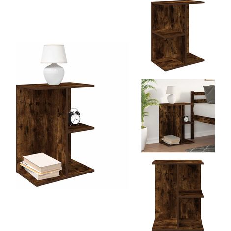 Table de chevet chêne fumé 46,5x29x61 cm bois d'ingénierie - Table De Chevet - Tables De Chevet - Table De Nuit - Armoire De Lit (1/5)