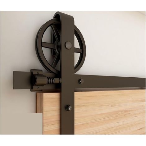 Kit de quincaillerie pour porte de grange Kit de quincaillerie for porte de grange coulissante, robuste, facile à installer, facile à installer, adapté au panneau de porte simple, grande roue simple F (1/5)