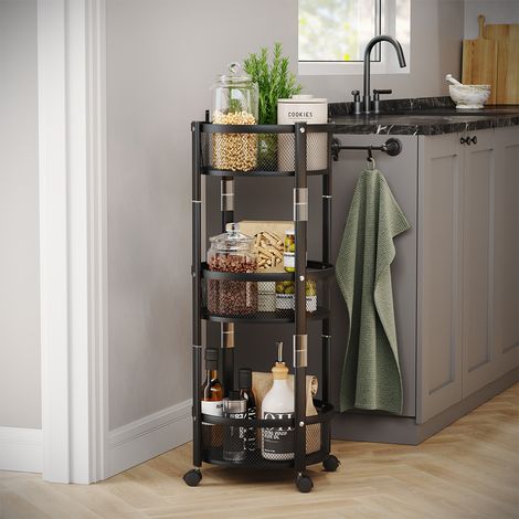 Rollwagen Falto, Schwarz, 37.5 x 88 cm, mit 3 praktischen Körben, Vicco (1/5)