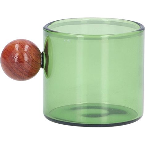 Tasse à café en verre résistant à la chaleur, style vintage avec boule en bois pour café, bière, thé vert (1/5)