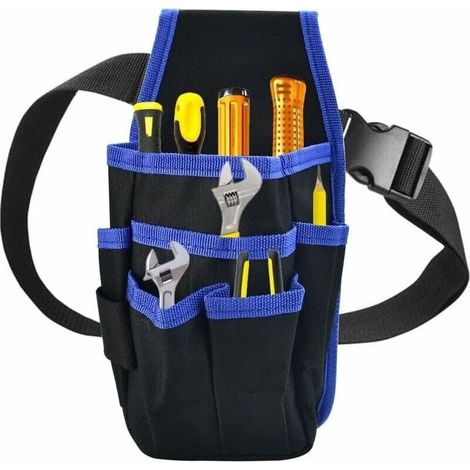 Pochette Outils Ceinture - 600D Oxford - 15 Poches - Pour Electricien Menuisier Mécanicien - 13,5 x 25 cm - Noir Bleu - 1 Pièce (1/5)