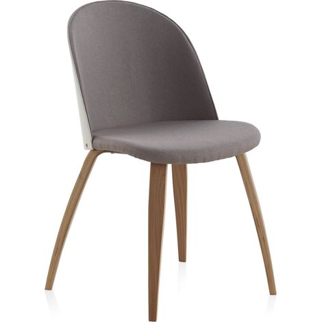 x2 Chaises bois et tissu gris confort dossier chêne design élégant - gris clair et bois naturel
