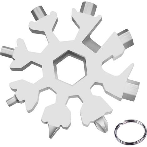 18-in-1-Schneeflocken-Multifunktionswerkzeug, Schneeflocken-Schraubendreher, leistungsstarkes Werkzeug, tragbarer Flaschenöffner aus Edelstahl, Weihnachtsgeschenk für das tägliche Reisen, Campi (1/5)