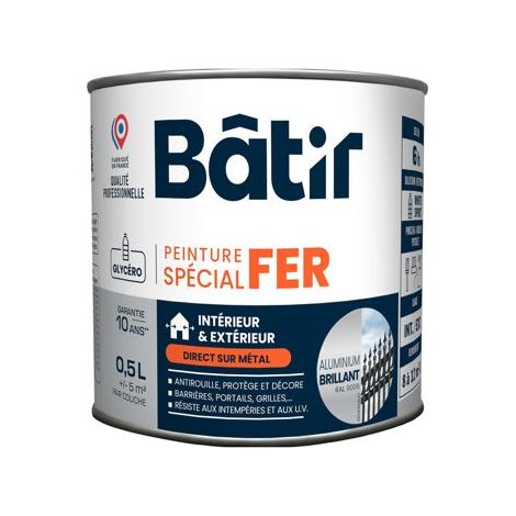 Peinture Fer Brill. 0,5l Alu Ral9006