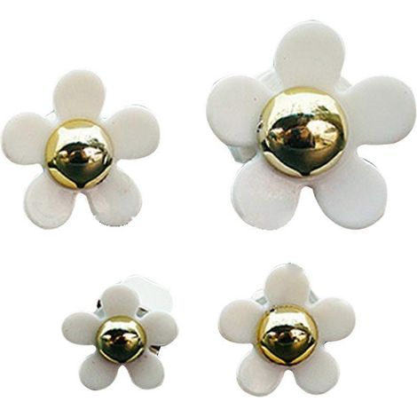 Lot de 4 décorations pour grilles d'aération de voiture, petites marguerites, diffuseur de parfum, décoration intérieure de voiture-4pcs-White (1/2)