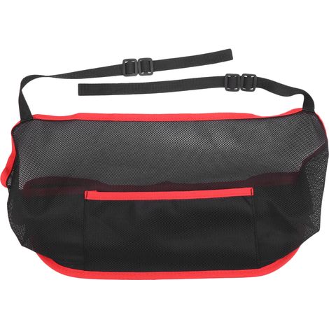 Filet de poche universel pour voiture, support de poche entre les sièges, sac de rangement en maille, organisateur barrière pour animaux de compagnie 260x405mm, couleur noire avec bord rouge (1/5)
