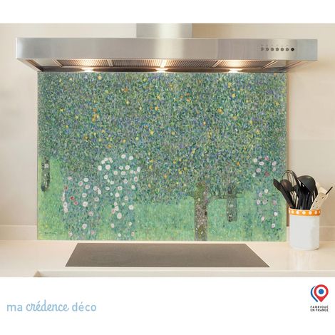 Fond de hotte : Gustav Klimt, Rosiers sous les arbres - Verre trempé - 60 cm - 45 cm (1/5)