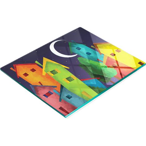 Tabla de cocina de vidrio duradera y elegante con un bonito diseño de casa, 60x52 cm. (1/5)