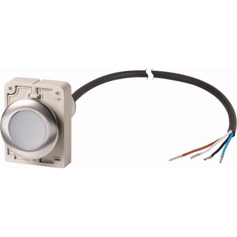 Bouton-poussoir RMQ Compact Flat à accrochage 1 N/O blanc cable (noire) extrémité ouverte 4-po EATON C30C-FDR-W-K10-P62