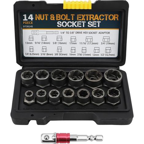 14 Pièces Extracteur Ecrou Antivol, Ecrou Antivol Universelle, Extracteur Boulon Antivol, Extracteur De Vis Cassée , Ensemble D'outils De Retrait (1/5)