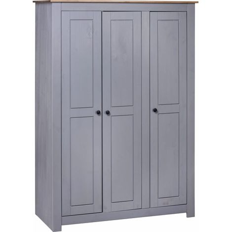 Garde-robe 3 portes Gris 118x50x171,5 Pin Assortiment Panama (1/5)