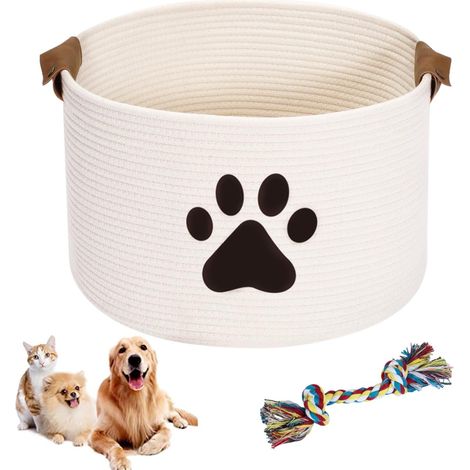 Panier de Rangement en Corde de Coton pour Jouets d'Animaux, Boîte de Stockage pour Chiens et Chats (1/5)