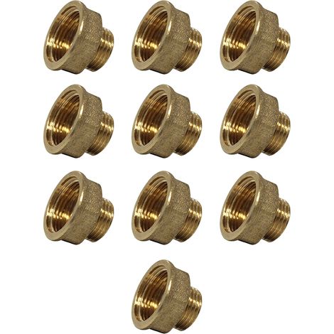 Lot de 10 Mamelons Laiton Femelle/Mâle Réduit 3/4"-1/2" (20/27-15/21) - Arcanaute (1/4)