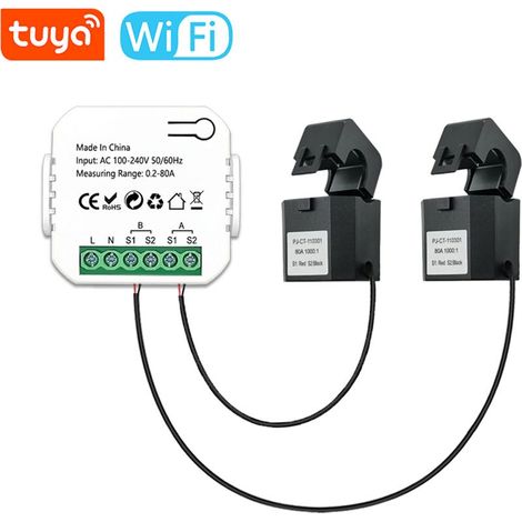 Zoternen – Compteur d'énergie intelligent Wifi – Surveillance bidirectionnelle 0,2-80A – Tension 100-240V – Application Tuya pour gestion énergie solaire (1/5)