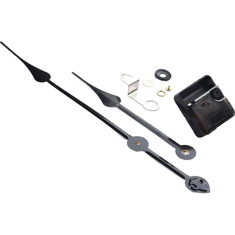 Kit de mouvement pour horloge murale à quartz silencieux, mécanisme à couple élevé avec longues aiguilles pour horloges 50 à 60 cm, noir (1/5)