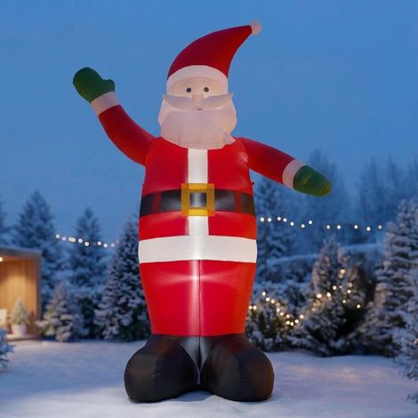 XXL LED Weihnachtmann selbst aufblasbar - 400 cm - Riesen Nikolaus Garten Deko beleuchtet