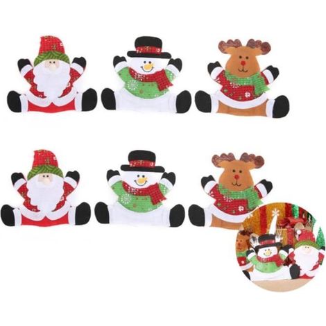 TuseRxln Besteckhalter – Weihnachten – 6-teilig – Vliesstoff – 20 x 16 cm – Festliche Tischdekoration