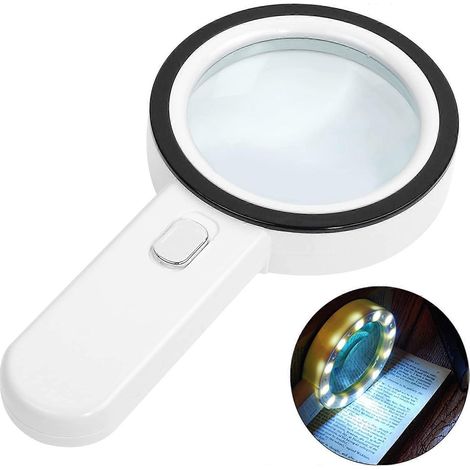Loupe de lecture éclairée, grossissement 30x avec 12 LED, loupe de poche, loupe lumineuse pour la lecture, les bijoux, les seniors et la vision. (1/5)