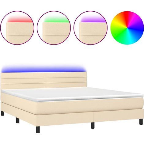 Maison Exclusive - Boxspringbett mit Matratze & LED Creme 180x200 (1/5)