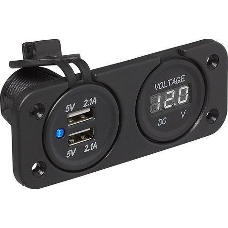 Kit da incasso voltmetro 630V porta USB doppia tipo A 2x2100mA