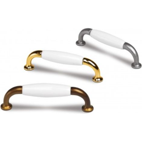 Tirador Vlak 9700 - Blanco/Estaño rústico. 110x14x31mm. Entrepuntos 96mm.