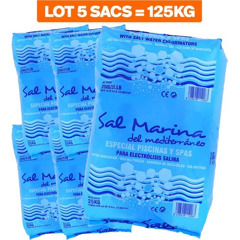 Llofer – Lot de 5 sacs 25kg de sel fin spécial piscine – Dissolution rapide – Pour traitement de l'eau – Efficacité prouvée (1/5)