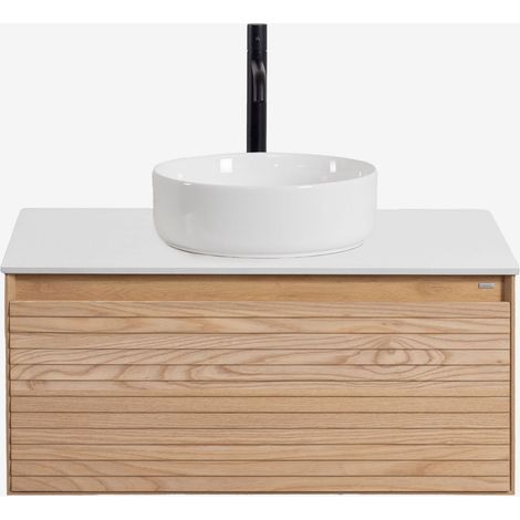 Set di mobili da bagno sospesi 80x50 cm in legno di frassino Tedrik SKLUM            
