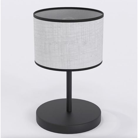 Lampada da tavolo ECO in acciaio nero con paralume grigio