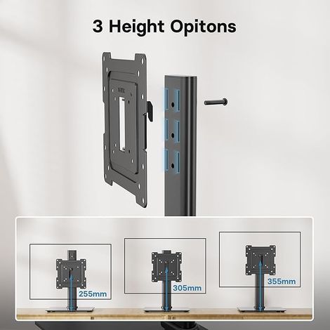 Support TV sur Pied pour Télévision de 17 à 43 Pouces LCD/LED/OLED/Plasma/Incurvé, Pied TV Universel avec Pivot à 50 Degrés, Hauteur Réglable, Capacité Max 45 kg, Max VESA 200x200 (1/5)