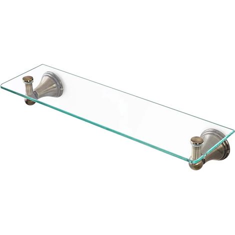 Mensola in vetro 45 cm supporti con finitura bronzo Kit di fissaggio incluso Iris (1/2)
