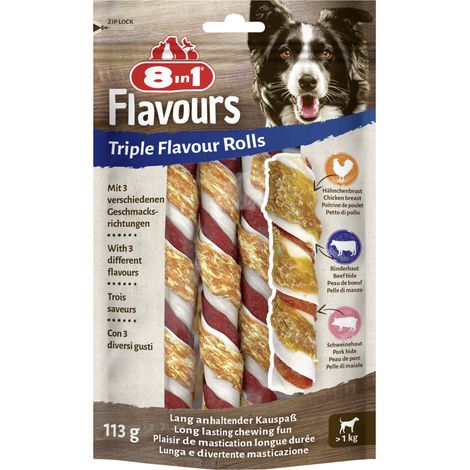 8in1 Flavours Kaustange Triple Flavour Rolls 113 g Soft Snack