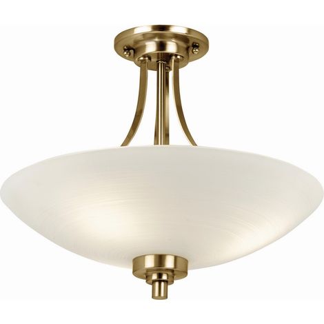 Endon Welles - Plafoniera a filo 3 luci bianco, ottone antico, attacco E27