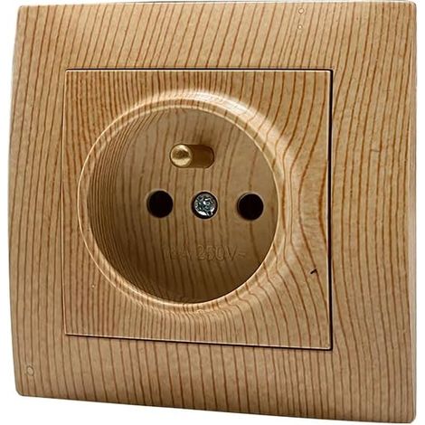 Flush Mount Socket Wall Set 250V AC 16A Wood Grain French Plug (1/5)