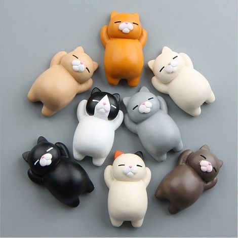 6 autocollants magnétiques amovibles, motif chat et ours, résine, 2,5 x 3,9 cm, pour porte de réfrigérateur, cuisine, salle à manger (1/5)