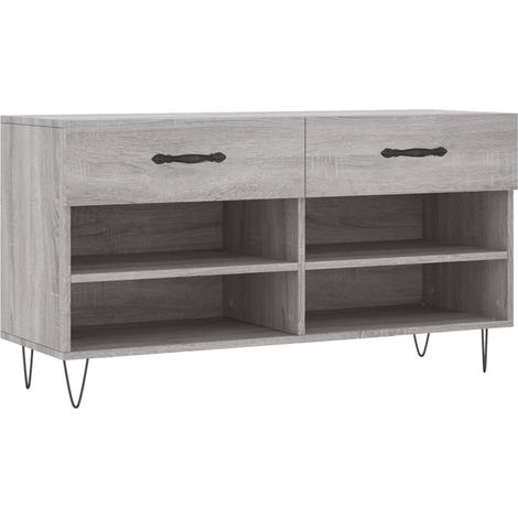 Banc à chaussures bottes commode étagère meuble entrée rangement sonoma 102 x 35 x 55 cm bois d'ingénierie gris