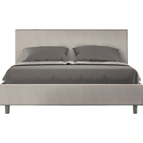 Letto matrimoniale contenitore doppia alzata imbottito 160x190 tessuto Labirinto 1 bianco Adele (1/5)