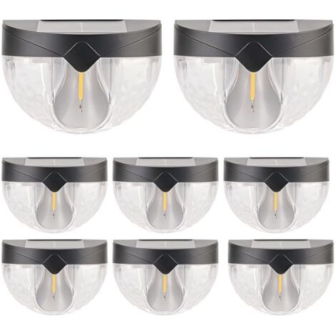Lot de 8 lampes solaires d'extérieur en demi-cercle pour clôture, éclairage ABS étanche pour patios, terrasses, marches et jardin (1/5)