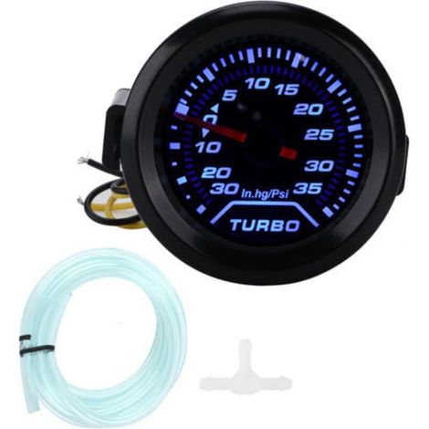 Manomètre de pression de suralimentation turbo 12 V, 52 mm/2 pouces, 35 PSI, affichage numérique LED bleu/rouge, universel pour modifications (1/5)
