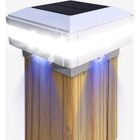Lampes solaires pour poteau, lampes solaires pour clôture de poteau extérieur Blanc (1/5)
