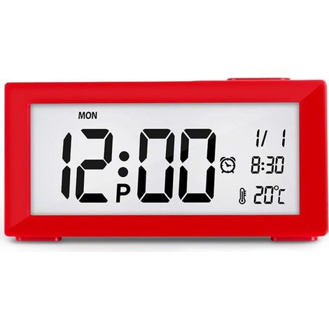 Despertador Digital MINKUROW Con Probador De Temperatura, Hora, Indicador De Fecha, Retroiluminación, Brillo Ajustable, Reloj De Cabecera En El Estudio Y El Dormitorio, Rojo (1/5)