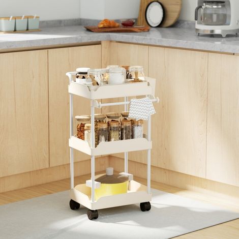 Mobile cucina carrello 3 cesti in metallo bianco OKMYHOME (1/5)
