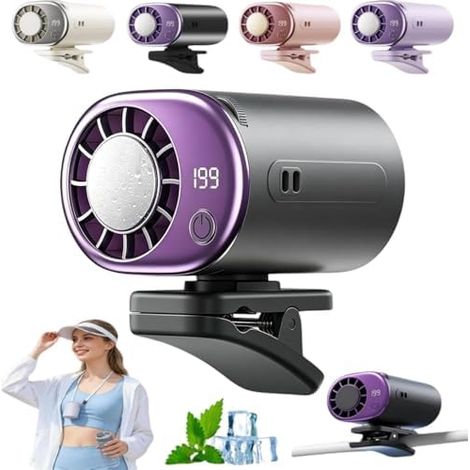 Ventilateur de voiture à clipser avec écran LED, climatiseur USB portable, rotation à 360°, 199 vitesses, violet foncé (1/5)