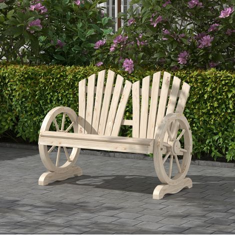 CHICFURN Panchina da giardino 108 x 66 x 95 cm in legno naturale con braccioli (1/5)