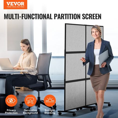 Cloison de séparation acoustique, séparateur de pièce à 2 panneaux, paravent de bureau autoportant avec cloison en polyester et aci… (1/5)