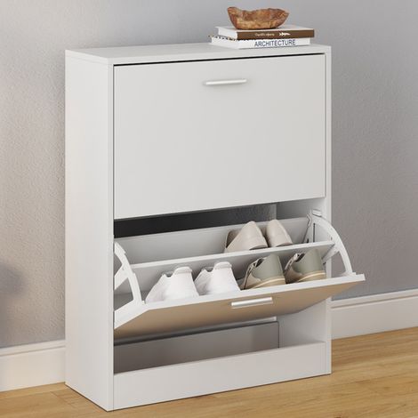 Mueble zapatero blanco de 2 puertas KLARK (1/5)