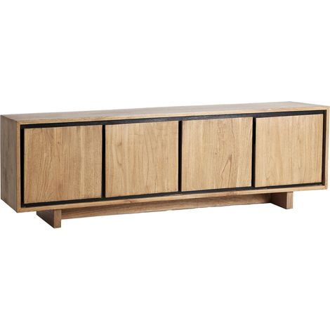 Meuble TV nordique en bois clair - bois clair et noir (1/5)