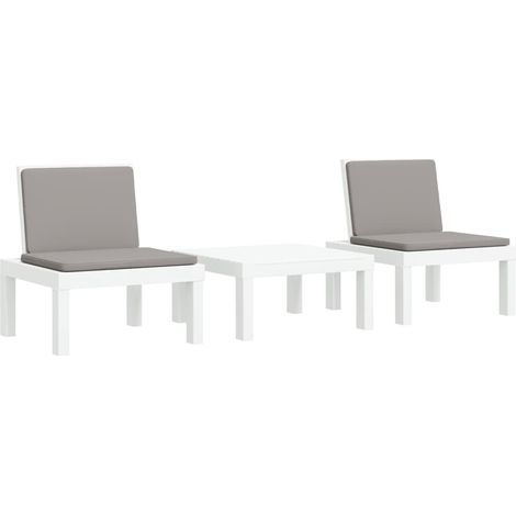 Maison Exclusive - Set Salotto da Giardino 3 pz con Cuscini Bianco in PP (1/5)