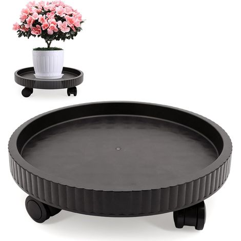 Roulette ronde pour plantes 39 cm, soucoupe mobile robuste avec roues pivotantes 360°, plateau à pot de fleurs intérieur extérieur pour jardinière et bac à plantes (1/5)