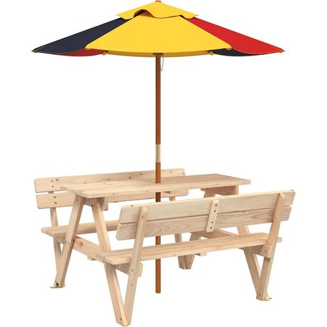 Maison Exclusive - Picknicktisch für 4 Kinder mit Sonnenschirm Ma