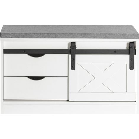 Panca Per Scarpe Con Sedile Scarpiera Da Ingresso Con Ante Scorrevoli 80x30x49cm FSR153-W (1/5)